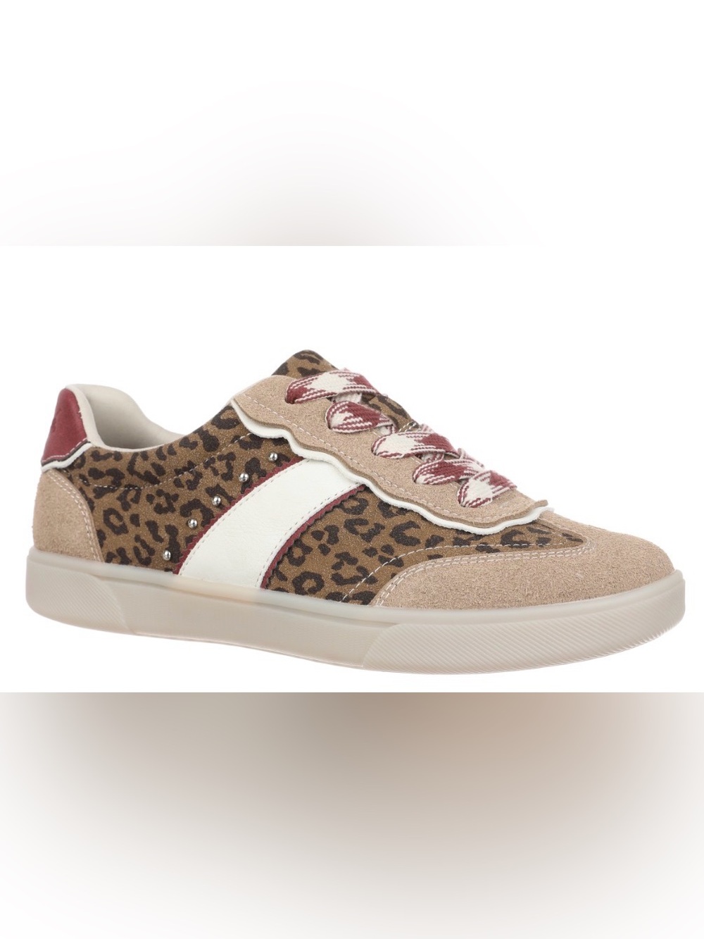 Leopard Print Women's Sneakers with Burgundy Accents